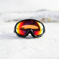 Xtreme Mirrored Adult Snow Goggles in black, front view, REVO red mirrored lens, UV400 protection
